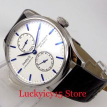 PARNIS Neue Fashional Power Reserve Zweiäugiges kleines Zifferblatt 43 mm automatische Herrenuhr