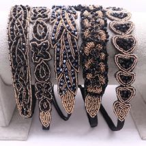 Ethnische Glasperlen, handgefertigtes Stirnband, Perlen-Strassstein, individuelles Perlen-Haarband für Damen und Mädchen, Haar-Accessoires