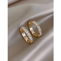 2022 New Classic Round Hoop Earrings Design Sense Zircon X Gold Earrings Korean Fashion Jewelry For Womans Luxury Accessories