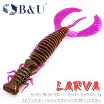 B&U Larva Soft Lures 51/63/76/88/100 mm Artificial Lures Fishing Worm Silicone Bass trout Minnow Swimbait Jigging Plastic Baits