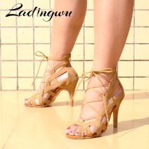 Ladingwu Marken Frauen Latin Dance Stiefel Ladys Salsa Dance Schuhe Braun Schwarz Rot Wildleder