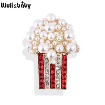 Wuli&baby Perlen-Popcorn-Broschen für Damen, Strass, Party, lässig, Büro, Brosche, Pins, Geschenke