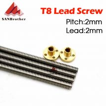 3D Drucker T8 Blei Schraube OD 8mm Pitch 2mm Blei 2mm 200mm 250mm 300mm 350mm 400mm 450mm 500mm Mit Mutter Für Reprap