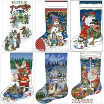 Weihnachten socken muster Gezählt Kreuz Stich 11CT 14CT 18CT DIY großhandel Chinesische Kreuz Stich Kits Stickerei Hand Sets