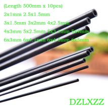 10 pz/lotto lunghezza 500MM tubo in fibra di carbonio asta cava 2mm 2.5mm 3mm 4mm 5mm 6mm per Quadcopter Multicoptor accessori modello fai da te