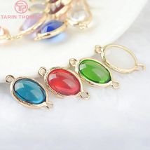 (1259)10PCS 23x12MM 24K Champagner Gold Farbe Messing 2 Löcher Sharp Oval Verbinden Charme Anhänger Schmuck erkenntnisse Zubehör