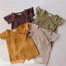 Linen Cotton Baby Boys Rompers Summer Infant Baby Bodysuit Casual Newborn Girls Jumpsuit Toddler Boys Bodysuit Overalls 0-24m