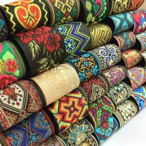 ZERZEEMOOY HEISSES 3 Yards 50 mm Vintage Ethnische Stickerei Spitzenband Boho Spitzenbesatz DIY Kleidung Tasche Zubehör Gestickter Stoff