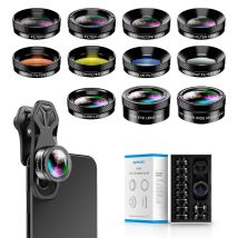 APEXEL 11 in 1 Kamera Telefon Objektiv Kit Weitwinkel Makro Telefon Objektiv Filter CPL ND Sterne Filter für iPhone 13 Samsung alle Smartphone
