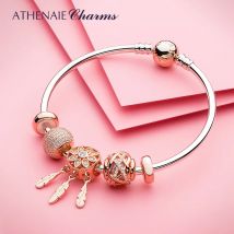 ATHENAIE 925 Sterling Silber Rose Gold Spirituelle Dreamcatcher Charme Perlen Fit Armband Für Frauen Jewerly Valentinstag Geschenk