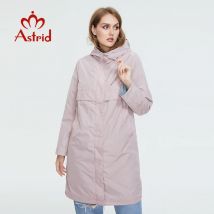 Astrid 2022 Autunno Trench da donna Giacca da donna con cerniera Capispalla con cappuccio Moda femminile Allentato Lungo Luminoso Solido Giacca a vento