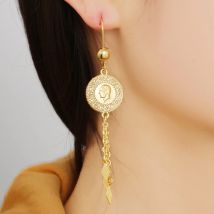 Nie Verblasst Schmuck Muslimischen Münze Baumeln Ohrringe für frauen Schmuck ohrringe für frauen ohrring für frauen aussage ohrringe