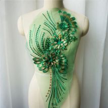 Grüne 3D Blume Spitze Stoff Pailletten Quaste bestickt Kleid Applikationen Kragen Mesh Nähen Patch für Hochzeit Dekoration Kleid DIY