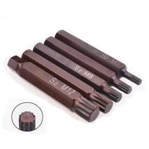 5 teile/los 75mm lange Torx Schraubendreher Bits 12 Punkt Spline 10mm Hex Schaft Auswirkungen Stern Bit M5 M6 m8 M10 M12 Harden S2 Legierung Stahl