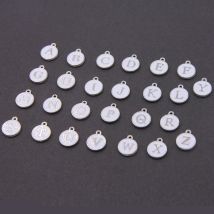 10pcs/26pcs Alphabet Letter Double Face Enamel Charms White K white enamel color White Enamel  12*15mm pendants jewelry making H