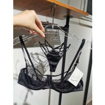 Sexy Spitze Satin Nähte Bra lette ultra dünne Unterwäsche Perspektive Versuchung T-Hosen BH Set durchsichtige Dessous mit Tanga