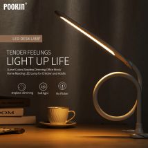 Lampada da tavolo a braccio lungo Lampada da scrivania flessibile a collo di cigno con dimmer tattile Lampada da scrivania con clip per la lettura della camera da letto Luce a led 3 modalità colore