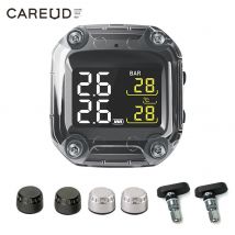 CAREUD Wireless moto TPMS sistema di monitoraggio della pressione dei pneumatici LCD digitale con due sensori esterni/interni facile da installare