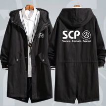 Männer Lange Mantel Anime Spiel SCP Foundation Cosplay Lose Hoodie Mantel Langen Graben Jacke