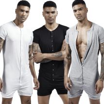 Herren Unterhemden Nachtwäsche Shorts Hülse Taste Kausalen Lose Overalls Shorts Singuletts Bodys einteiliges Camiseta Plus Größe