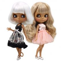 ICY DBS blyth doll tan skin joint body dark skin shiny face 30cm height nude doll toy doll girls gift