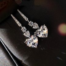 Luxury 3ct Moissanite 925 Sterling Silver Dangle Earring Heart Jewelry Lab Dimaond Party Wedding Drop Earrings for Women