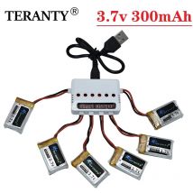 3,7V 300mAh Lipo-Akku + 6-in-1-Ladegerät für Udi U816 U830 F180 E55 FQ777 FQ17W Hubsan H107 Syma X11C FY530 RC-Drohnen-Akku