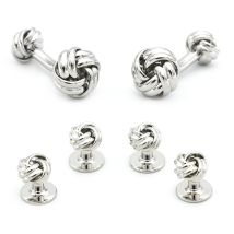 Knoten Design Smoking Studs Und Manschettenknöpfe Stud Sets Für Männer Qualität Kupfer Material Silber Farbe Manschette Links Großhandel & einzelhandel