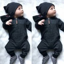 Baby Jungen Mädchen Kind Warmen Romper Overall Kinder Baumwolle Langarm Mit Kapuze Zipper Kleidung Eine-stück 0-24M