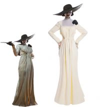 Dame Alcina Dimitrescu Cosplay Kostüm Outfits Gelb Komfort Weiche Kleid Bösen Dorf Cosplay Halloween Karneval Anzug