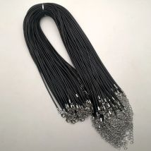 100 Stück Mode 2,0 mm 45 cm 60 cm 70 cm + 5 cm schwarzes Wachsseil Karabinerverschluss Halskette Lanyard Schmuck Anhängerschnüre Gute Qualität