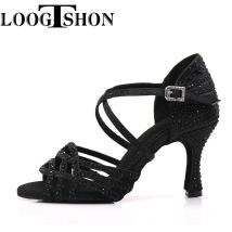Loogtshon Scarpe da ballo per donna Scarpe da ballo latino Scarpe da donna moderne per danza tango Sandali salsa Tacco 7,5 cm