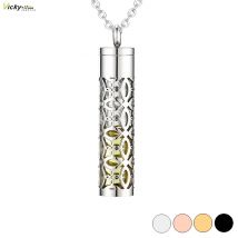 Alem Gratis Slang of Padd Glas Aromatherapie Medaillon Halskette Schmuck Schraube Edelstahl Ätherisches Öl Diffusor Anhänger Für Frauen Mann
