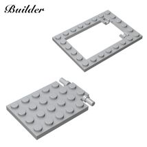 Little Builder Plate 6x8 Trap Door Frame Flush 4x5 Trap Door Flat Hinge Building Block Part MOC Toy compatible 92099+92107 3pcs