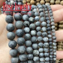 Naturstein Matt Poliert Matte Black Larvikit Labradorit Runde Lose Perlen 4 6 8 10 12 MM Für Schmuck Machen großhandel 15"