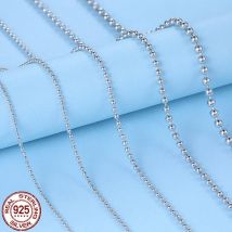 Halskette aus reinem 925er Sterling silber für Frauen, s925 1mm - 2mm Kugel perlen Kragen de Cadena de Plata 40cm-50cm lang DIY Schmuck