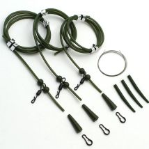 3x Pre Rigged Rig Tube Helicopter Chod Hair Rigs Wirbel Karpfenangeln Zubehör Tackle Links Leader Tail Rubber & Line Aligner