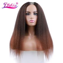 Lydia Afro Kinky Straight U Part Mixed Color Brown Bug Red Hair Wig Heat Resistant Synthetic 20 Inch Daily Wigs For Women Fluffy