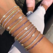 Pastell farbe cz Herz charme Tennis kette armband mode frauen valentinstag geschenk schmuck