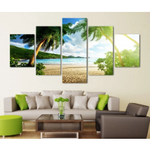 Wandkunst, Leinwanddrucke, Gemälde, Poster, 5 Stück, Strand, Palme, Gruppe, Meereslandschaft, Bilder für Wohnzimmer, Heimdekoration, Rahmen