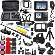 Kit di accessori per Gopro Hero 12 11 10 9 Borsa da trasporto nera Custodia impermeabile Set treppiede per Go Pro Hero12 Hero11 10 9