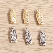 30pcs 6*15mm Vintage Virgin Mary Charms Pendants Fit Necklaces Bracelets DIY Making Tibetan Silver Charms Jewelry Handmade Craft