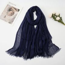 Große Größe Plain Marineblau Fransen Viskose Schal Schal Dame Wrap Schalldämpfer Stirnband Muslimischen Hijab Snood Echarpe Foulard Femme 190*90 cm