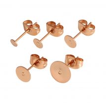 50Pcs Unusual Earring Stud Base Rose Gold Steel Color Earring Blank Post Pins With Earring Plug Back for Women DIY Jewelry