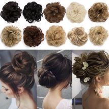S-noilite Fascia elastica sintetica con capelli ricci Chignon Capelli da donna Coulisse Coda di cavallo Posticci Nero Marrone Biondo Parrucchino