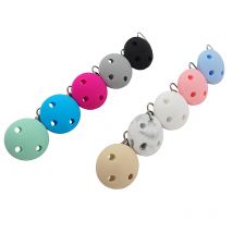 Chenkai 50pcs Silicone Round Clips Baby Round Shaped Teething For DIY Dummy Sensory Jewelry Holder Chain Toy Clips BPA Free