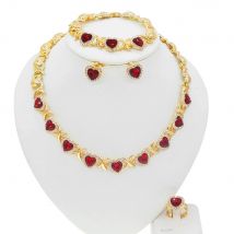Yulaili Beautiful Noble Ruby Love Heart Shape Fashion Jewelry Set Series and Queen's Date Dinner Party New Style Jewelry Sets