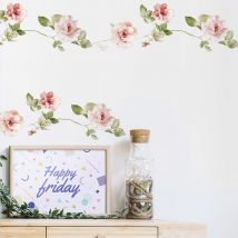 Nuovo Stile Adesivo Murale con Fiori e Foglie, Decorazione per Camera da Letto e Soggiorno, Carta da Parati Rimovibile Autoadesiva