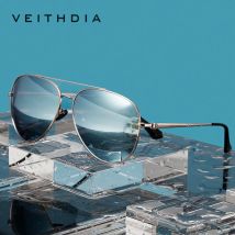 VEITHDIA-Marke Vintage Sonnenbrille für Männer und Frauen, polarisierte Spiegel-UV400-Linse, Outdoor-Brillen, klassische Mode, männlich V08259