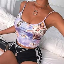 Sexy Slim Sling Angel Print Summer Camisole Women's Sexy Streetwear Short Cropped Navel Bra Top